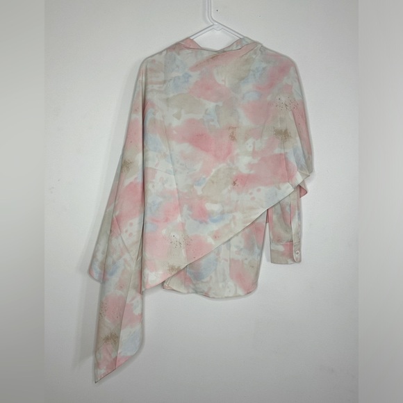 ROKH Scarf Blouse Bleached Blossom Cape Tie Neck - Picture 12 of 15